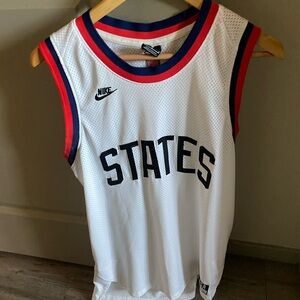 Nike White Basketball Jersey with Red & Blue Trim - STATES